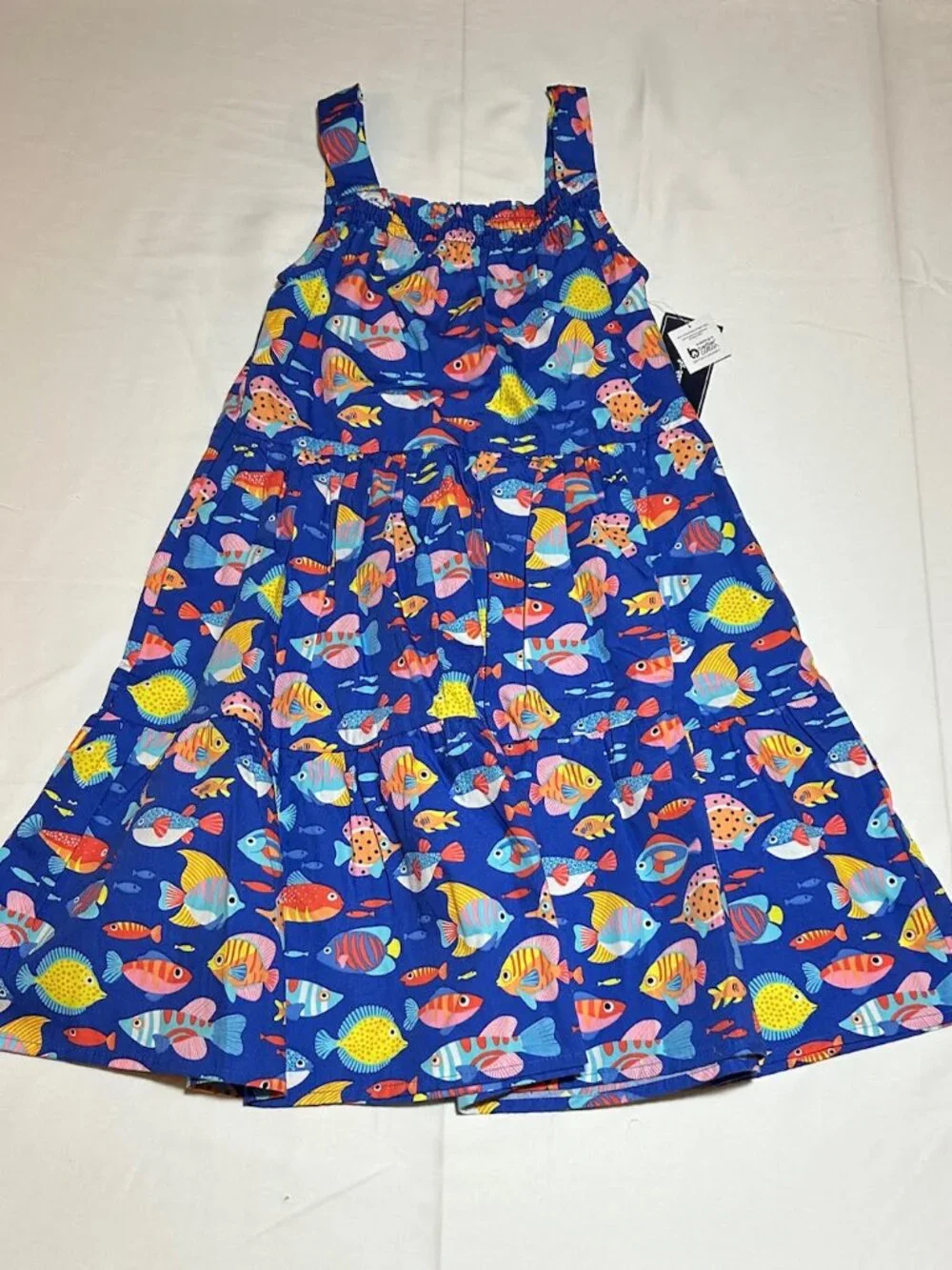 Gymboree Girls 7 Blue Fish Ruffle Sleeveless Sundress NWT Ruffle Summer Beach